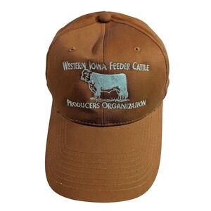 Vintage Western Iowa Feeder Cattle Brown Embroidered Cap OSFM